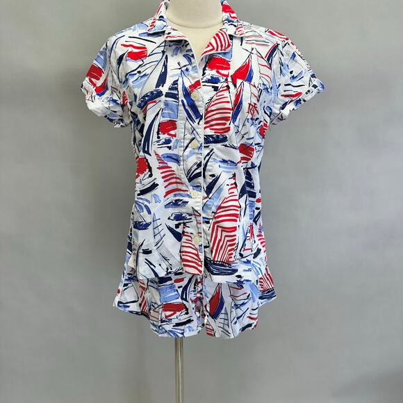 Lauren Ralph Lauren sailboat cotton short sleeve top/shorts pajama set Medium - Picture 15 of 15